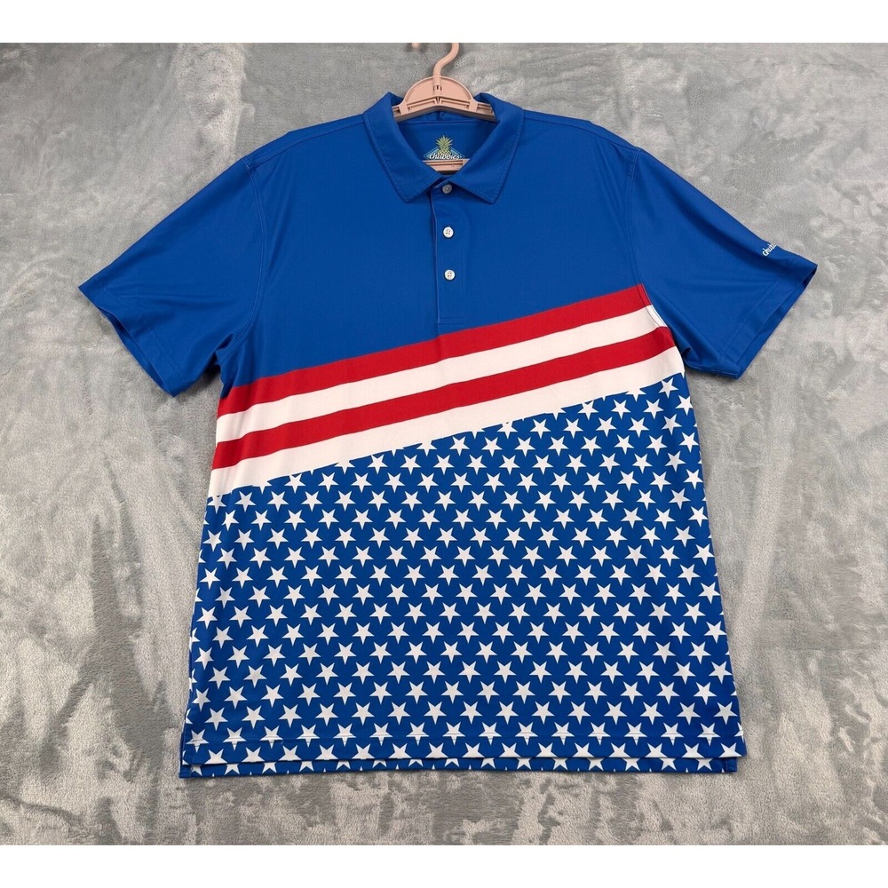 Chubbies Polo Shirt Mens Large Performance Patriotic All American Flag Golf
